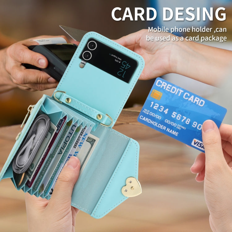 For Samsung Galaxy Z Flip4 POLA Love Buckle Multi-Card Slots Zipper Wallet Phone Case