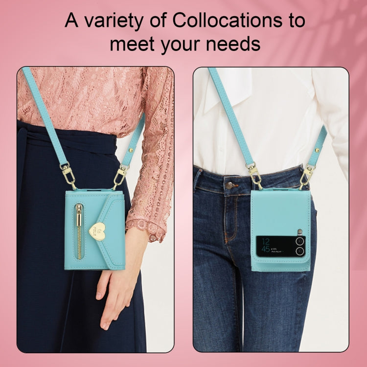 For Samsung Galaxy Z Flip4 POLA Love Buckle Multi-Card Slots Zipper Wallet Phone Case