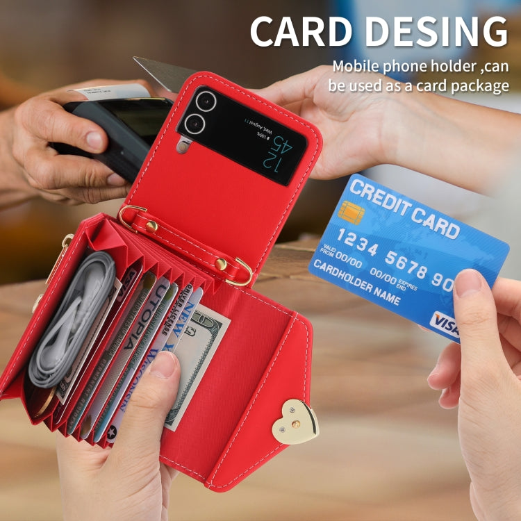For Samsung Galaxy Z Flip4 POLA Love Buckle Multi-Card Slots Zipper Wallet Phone Case