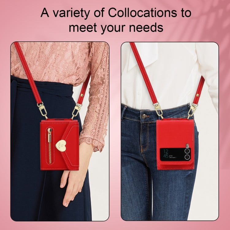 For Samsung Galaxy Z Flip4 POLA Love Buckle Multi-Card Slots Zipper Wallet Phone Case