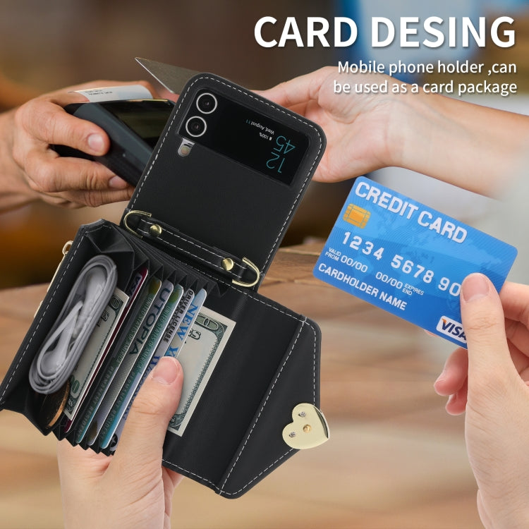 For Samsung Galaxy Z Flip4 POLA Love Buckle Multi-Card Slots Zipper Wallet Phone Case