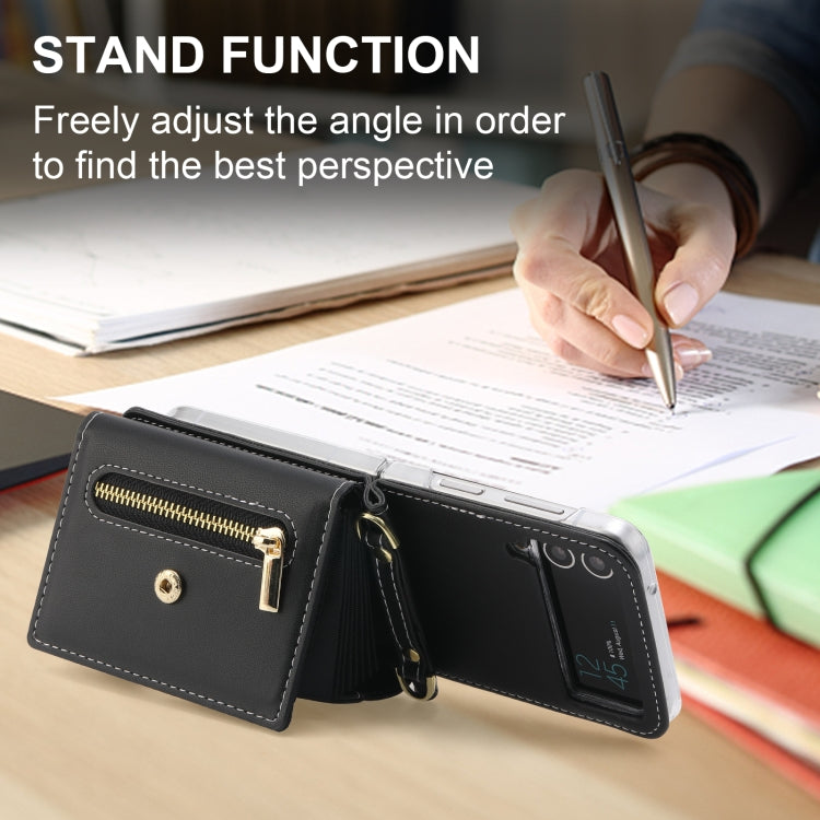 For Samsung Galaxy Z Flip4 POLA Love Buckle Multi-Card Slots Zipper Wallet Phone Case