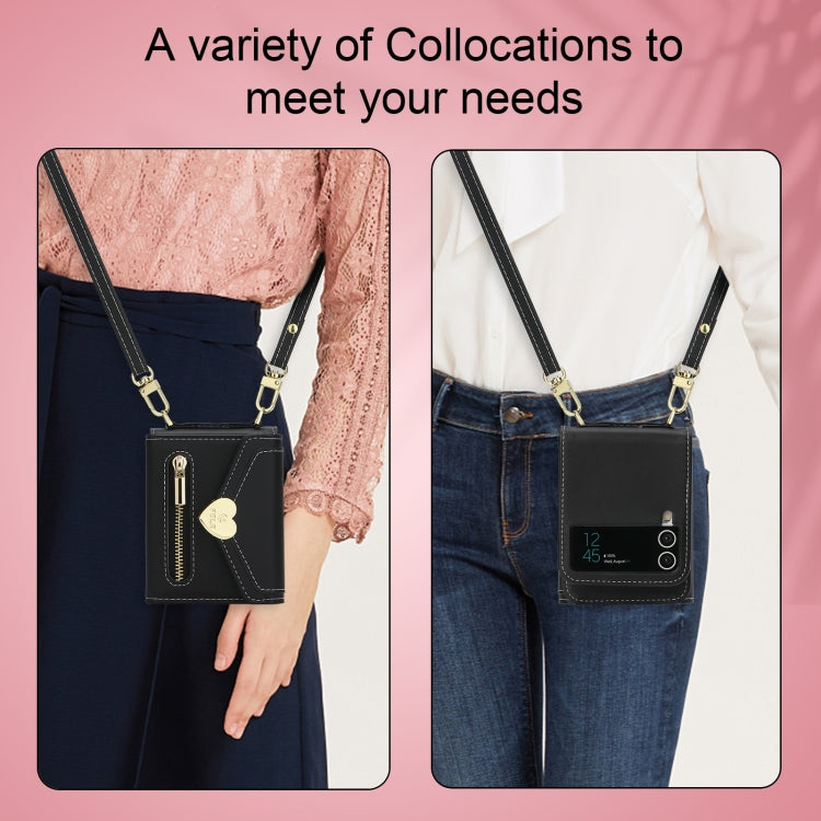 For Samsung Galaxy Z Flip4 POLA Love Buckle Multi-Card Slots Zipper Wallet Phone Case