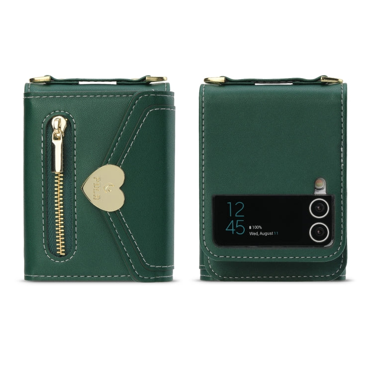 For Samsung Galaxy Z Flip4 POLA Love Buckle Multi-Card Slots Zipper Wallet Phone Case