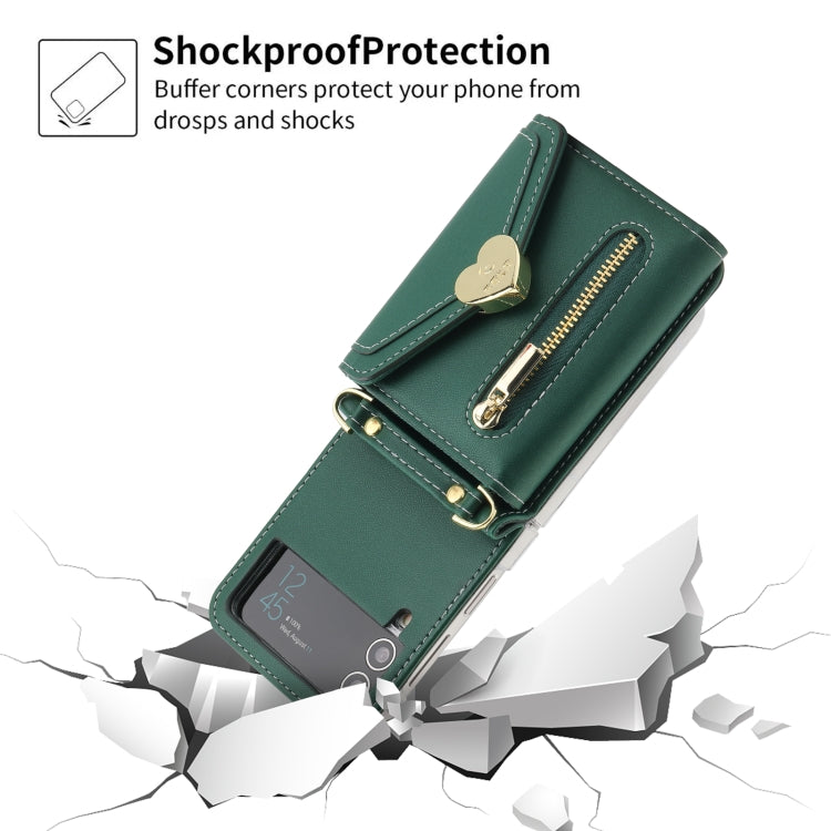 For Samsung Galaxy Z Flip4 POLA Love Buckle Multi-Card Slots Zipper Wallet Phone Case