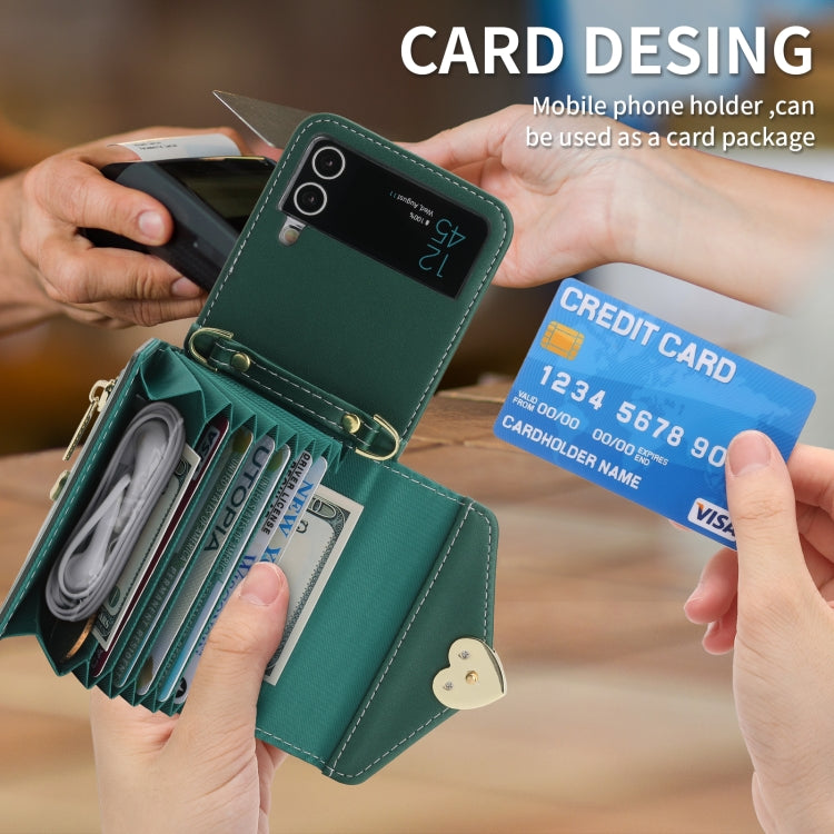 For Samsung Galaxy Z Flip4 POLA Love Buckle Multi-Card Slots Zipper Wallet Phone Case