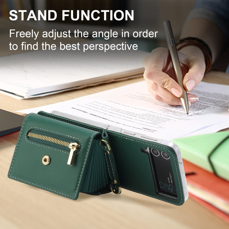 For Samsung Galaxy Z Flip4 POLA Love Buckle Multi-Card Slots Zipper Wallet Phone Case