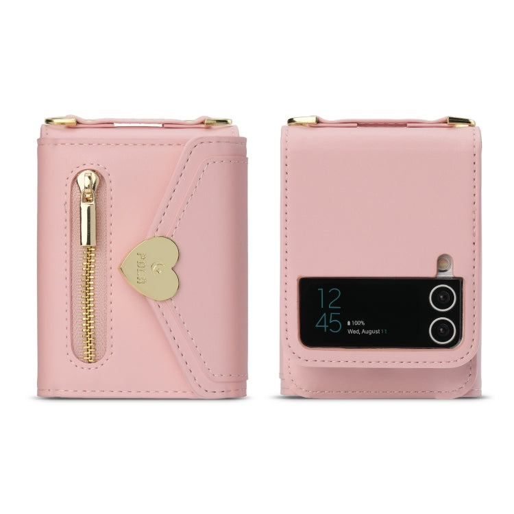 For Samsung Galaxy Z Flip4 POLA Love Buckle Multi-Card Slots Zipper Wallet Phone Case