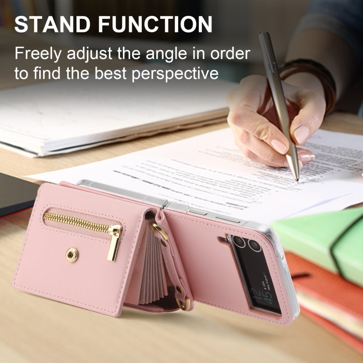 For Samsung Galaxy Z Flip4 POLA Love Buckle Multi-Card Slots Zipper Wallet Phone Case