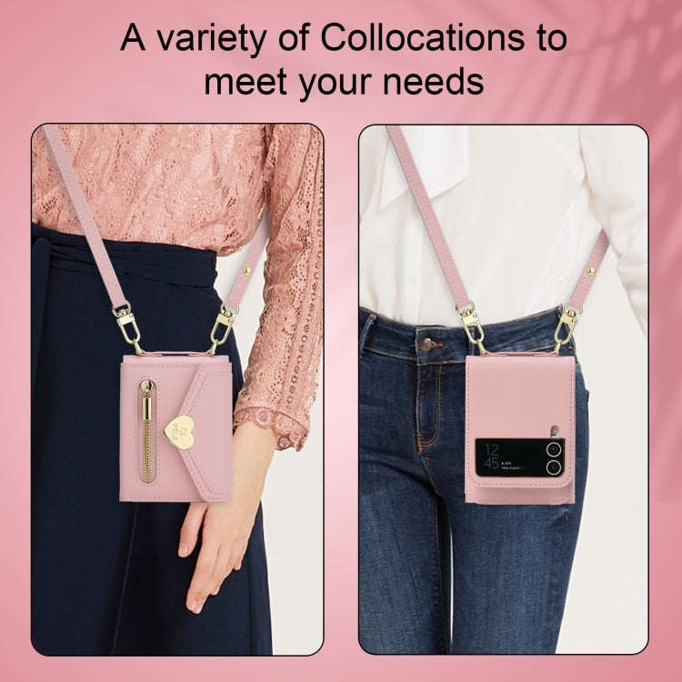 For Samsung Galaxy Z Flip4 POLA Love Buckle Multi-Card Slots Zipper Wallet Phone Case