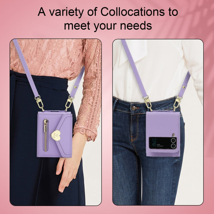 For Samsung Galaxy Z Flip3 5G POLA Love Buckle Multi-Card Slots Zipper Wallet Phone Case