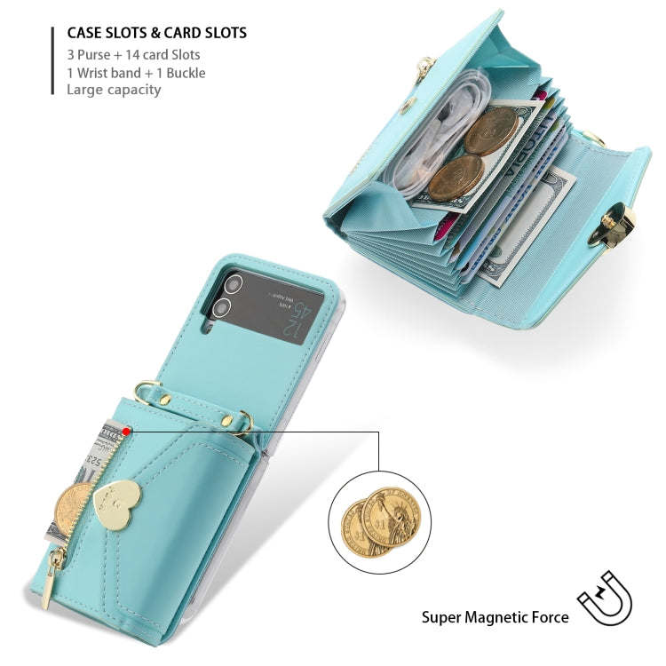 For Samsung Galaxy Z Flip3 5G POLA Love Buckle Multi-Card Slots Zipper Wallet Phone Case