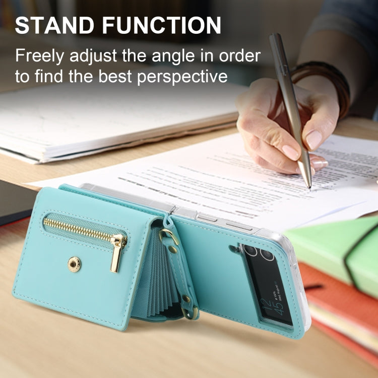 For Samsung Galaxy Z Flip3 5G POLA Love Buckle Multi-Card Slots Zipper Wallet Phone Case