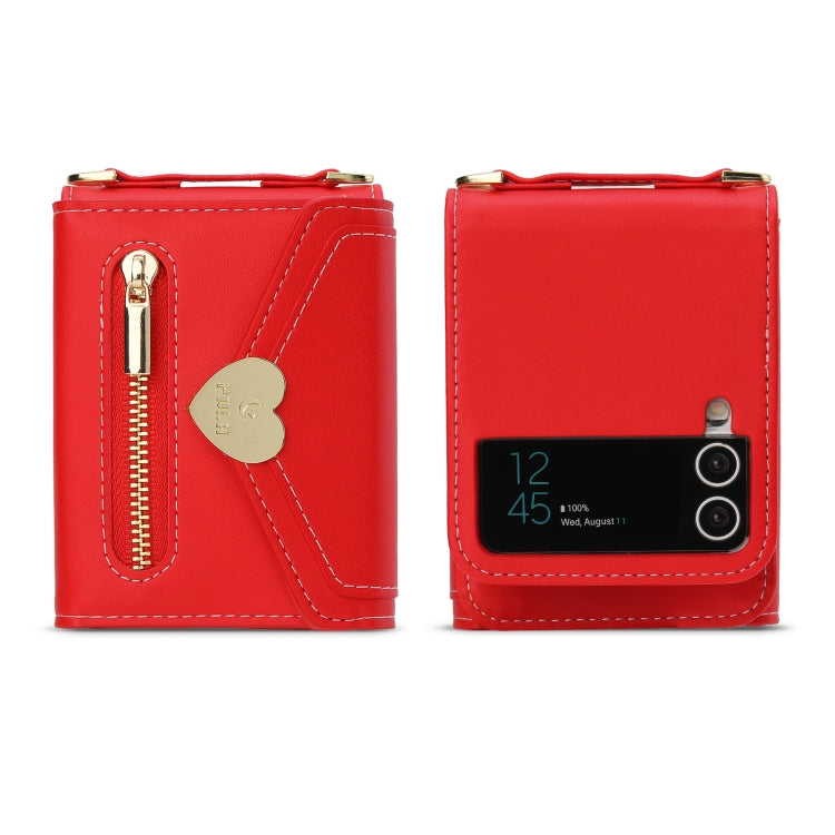 For Samsung Galaxy Z Flip3 5G POLA Love Buckle Multi-Card Slots Zipper Wallet Phone Case