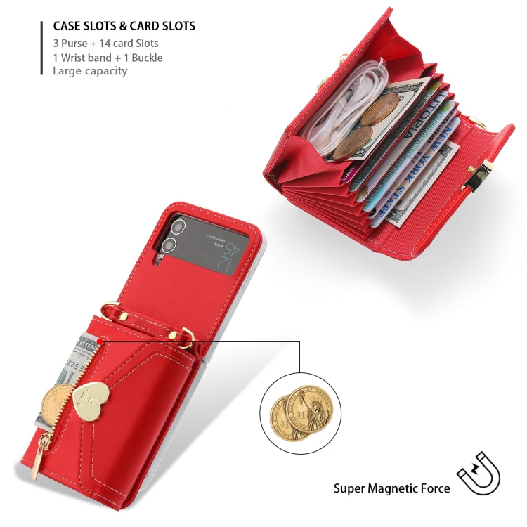 For Samsung Galaxy Z Flip3 5G POLA Love Buckle Multi-Card Slots Zipper Wallet Phone Case