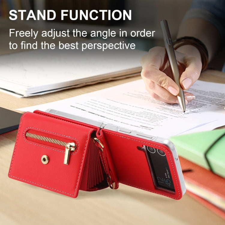 For Samsung Galaxy Z Flip3 5G POLA Love Buckle Multi-Card Slots Zipper Wallet Phone Case