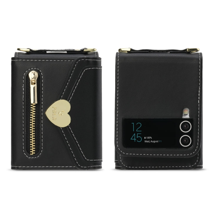 For Samsung Galaxy Z Flip3 5G POLA Love Buckle Multi-Card Slots Zipper Wallet Phone Case
