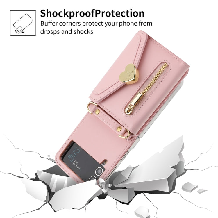 For Samsung Galaxy Z Flip3 5G POLA Love Buckle Multi-Card Slots Zipper Wallet Phone Case
