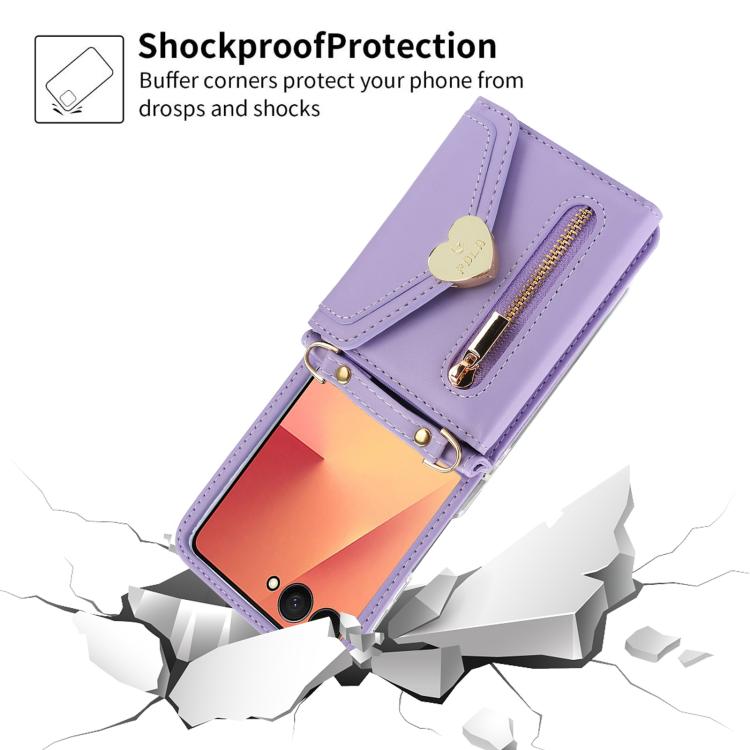 For Samsung Galaxy Z Flip7 5G POLA Love Buckle Multi-Card Slots Zipper Wallet Phone Case