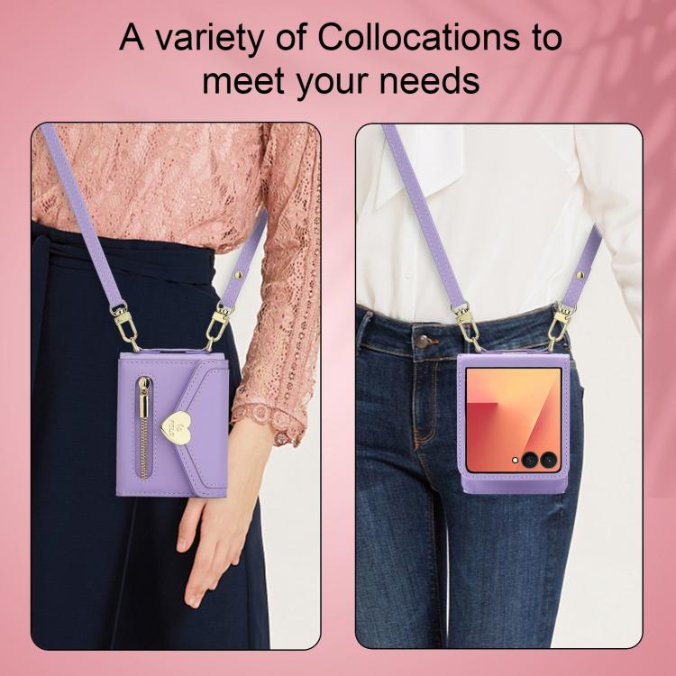 For Samsung Galaxy Z Flip7 5G POLA Love Buckle Multi-Card Slots Zipper Wallet Phone Case