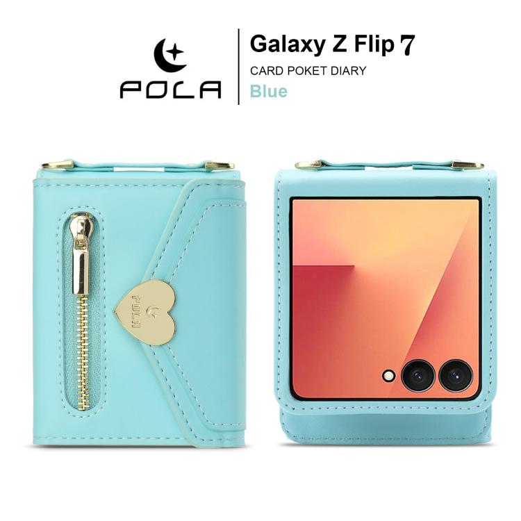 For Samsung Galaxy Z Flip7 5G POLA Love Buckle Multi-Card Slots Zipper Wallet Phone Case