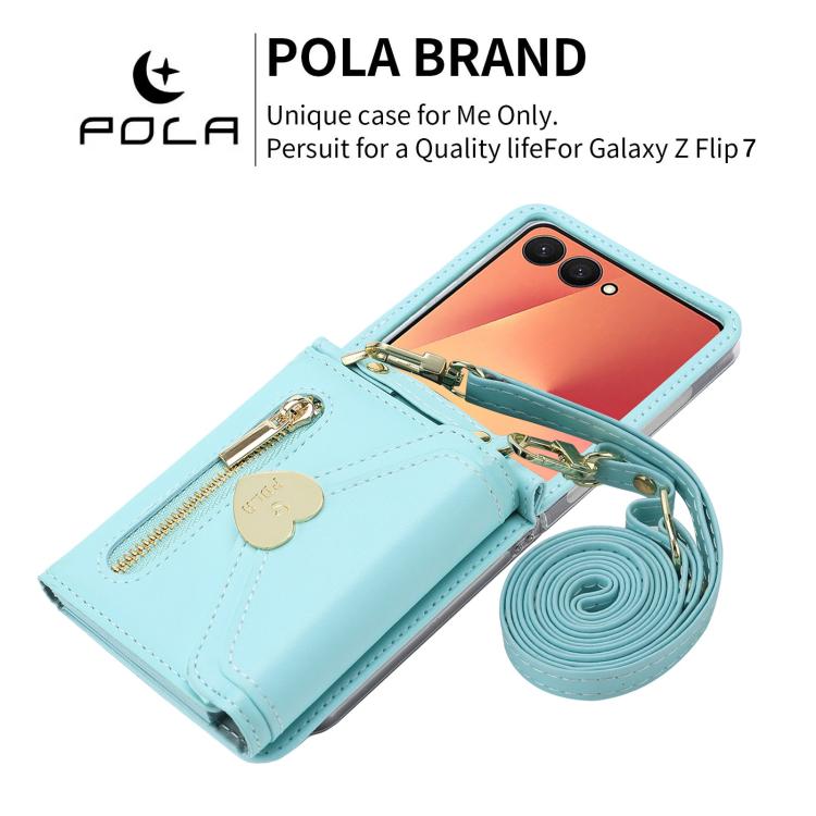 For Samsung Galaxy Z Flip7 5G POLA Love Buckle Multi-Card Slots Zipper Wallet Phone Case