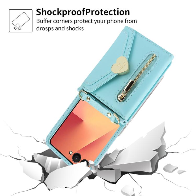 For Samsung Galaxy Z Flip7 5G POLA Love Buckle Multi-Card Slots Zipper Wallet Phone Case