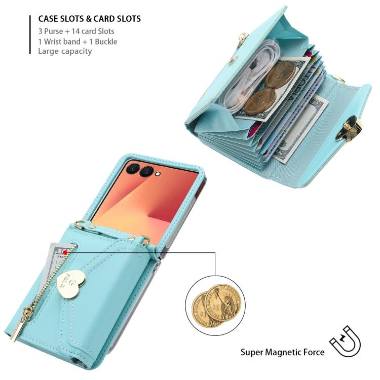 For Samsung Galaxy Z Flip7 5G POLA Love Buckle Multi-Card Slots Zipper Wallet Phone Case