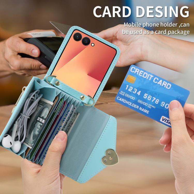 For Samsung Galaxy Z Flip7 5G POLA Love Buckle Multi-Card Slots Zipper Wallet Phone Case