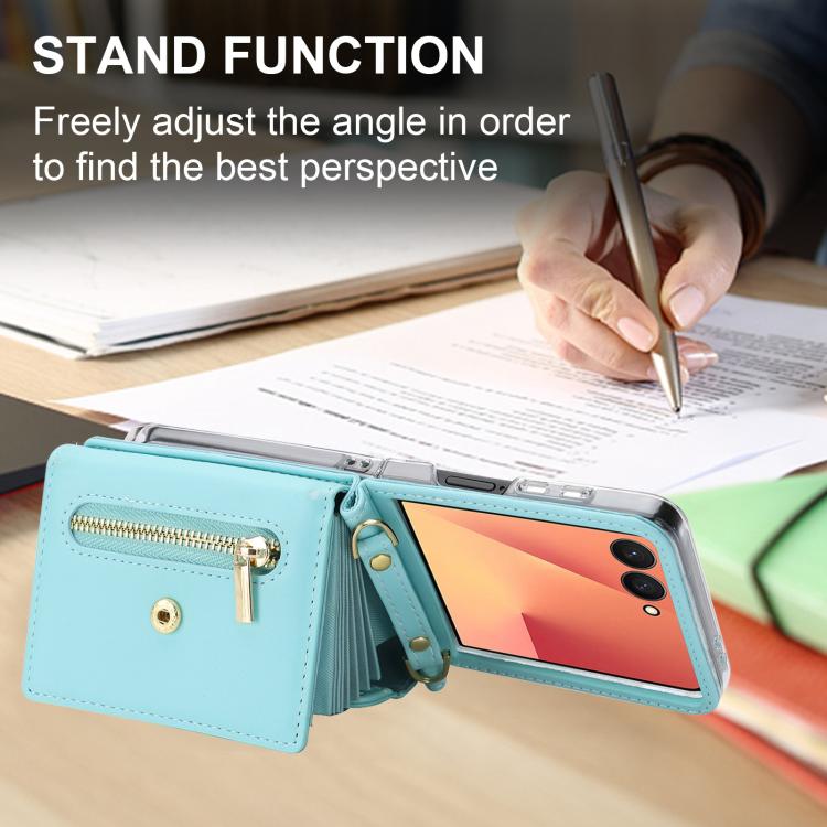 For Samsung Galaxy Z Flip7 5G POLA Love Buckle Multi-Card Slots Zipper Wallet Phone Case