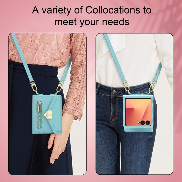 For Samsung Galaxy Z Flip7 5G POLA Love Buckle Multi-Card Slots Zipper Wallet Phone Case