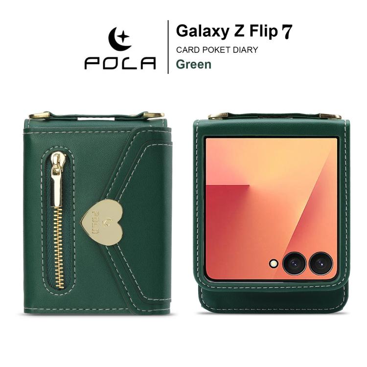 For Samsung Galaxy Z Flip7 5G POLA Love Buckle Multi-Card Slots Zipper Wallet Phone Case