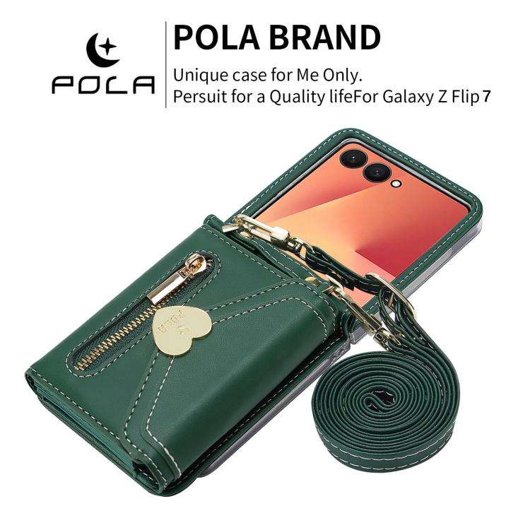 For Samsung Galaxy Z Flip7 5G POLA Love Buckle Multi-Card Slots Zipper Wallet Phone Case