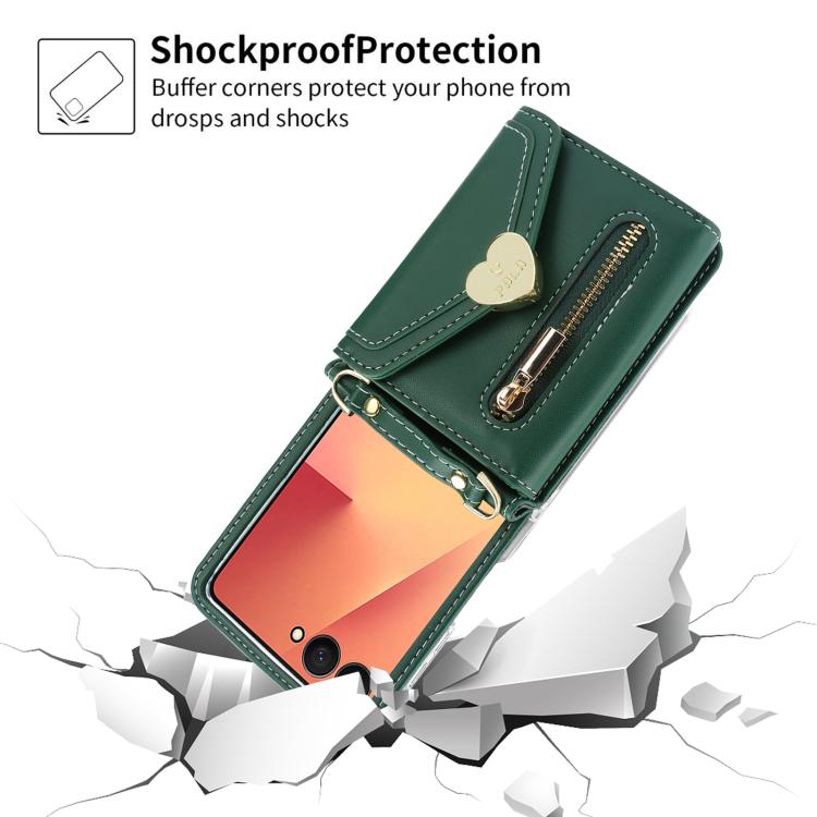 For Samsung Galaxy Z Flip7 5G POLA Love Buckle Multi-Card Slots Zipper Wallet Phone Case