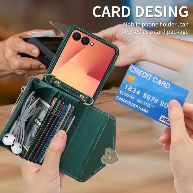 For Samsung Galaxy Z Flip7 5G POLA Love Buckle Multi-Card Slots Zipper Wallet Phone Case