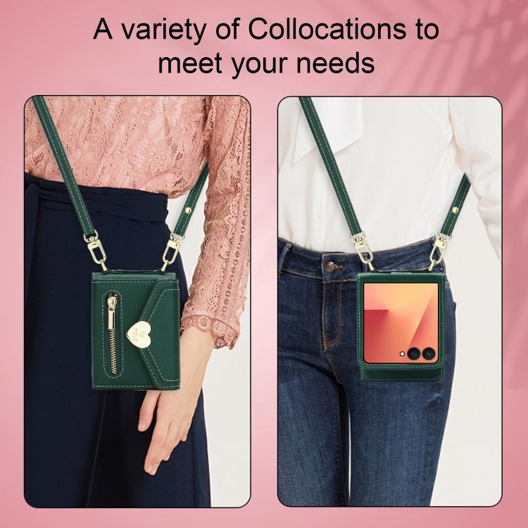 For Samsung Galaxy Z Flip7 5G POLA Love Buckle Multi-Card Slots Zipper Wallet Phone Case