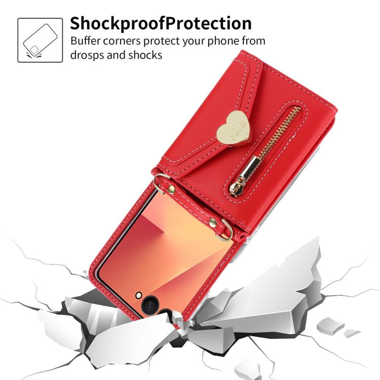 For Samsung Galaxy Z Flip7 5G POLA Love Buckle Multi-Card Slots Zipper Wallet Phone Case