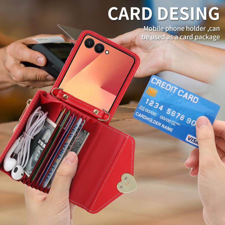 For Samsung Galaxy Z Flip7 5G POLA Love Buckle Multi-Card Slots Zipper Wallet Phone Case