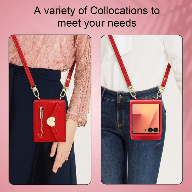 For Samsung Galaxy Z Flip7 5G POLA Love Buckle Multi-Card Slots Zipper Wallet Phone Case