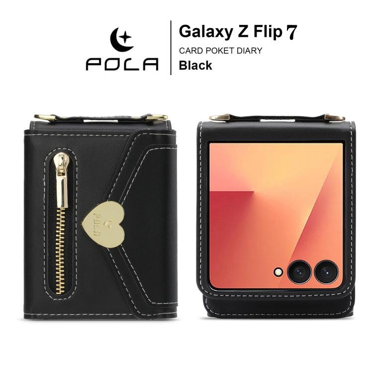 For Samsung Galaxy Z Flip7 5G POLA Love Buckle Multi-Card Slots Zipper Wallet Phone Case