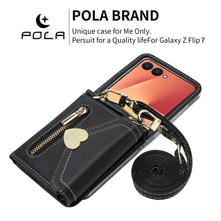 For Samsung Galaxy Z Flip7 5G POLA Love Buckle Multi-Card Slots Zipper Wallet Phone Case