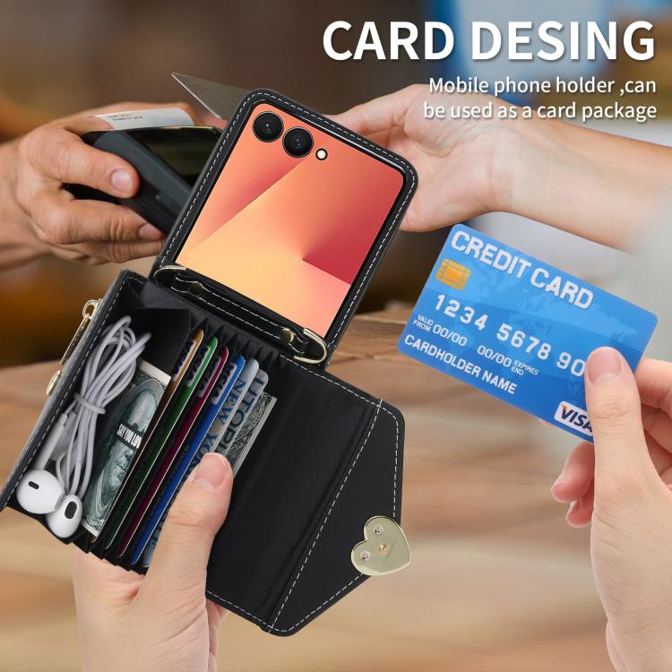 For Samsung Galaxy Z Flip7 5G POLA Love Buckle Multi-Card Slots Zipper Wallet Phone Case