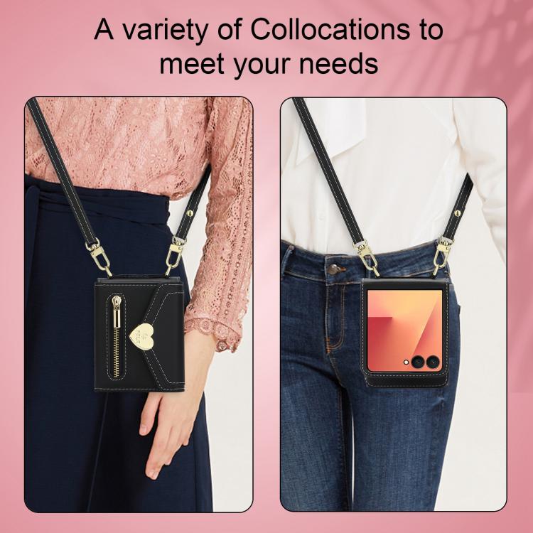 For Samsung Galaxy Z Flip7 5G POLA Love Buckle Multi-Card Slots Zipper Wallet Phone Case