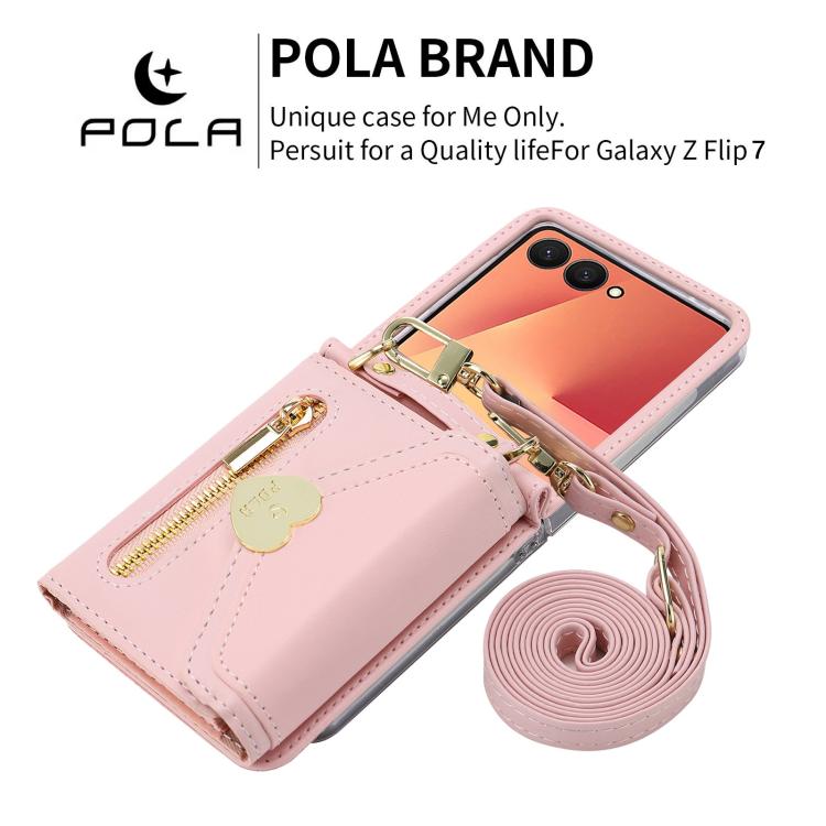 For Samsung Galaxy Z Flip7 5G POLA Love Buckle Multi-Card Slots Zipper Wallet Phone Case