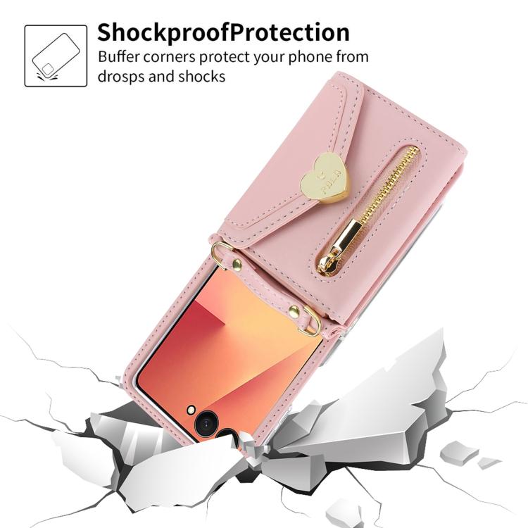 For Samsung Galaxy Z Flip7 5G POLA Love Buckle Multi-Card Slots Zipper Wallet Phone Case