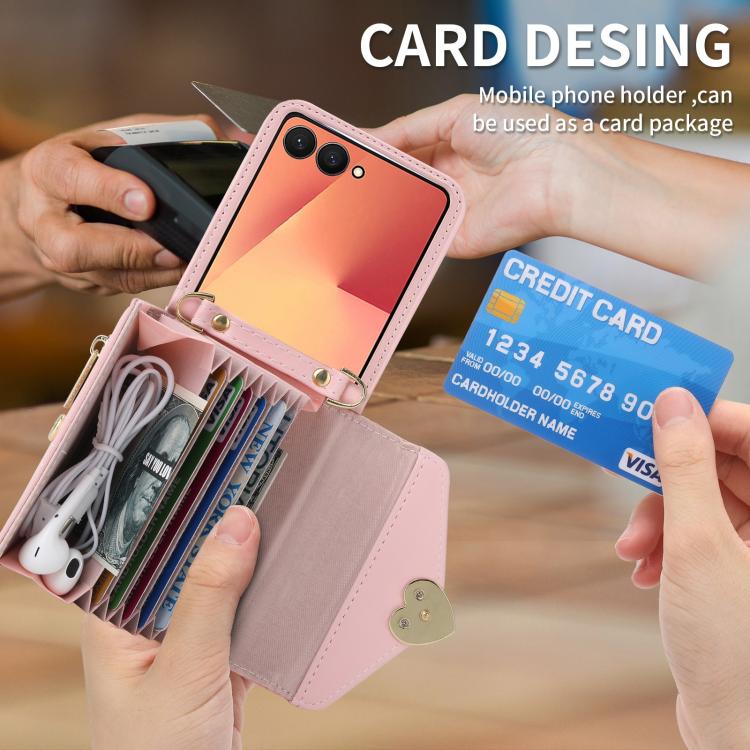 For Samsung Galaxy Z Flip7 5G POLA Love Buckle Multi-Card Slots Zipper Wallet Phone Case