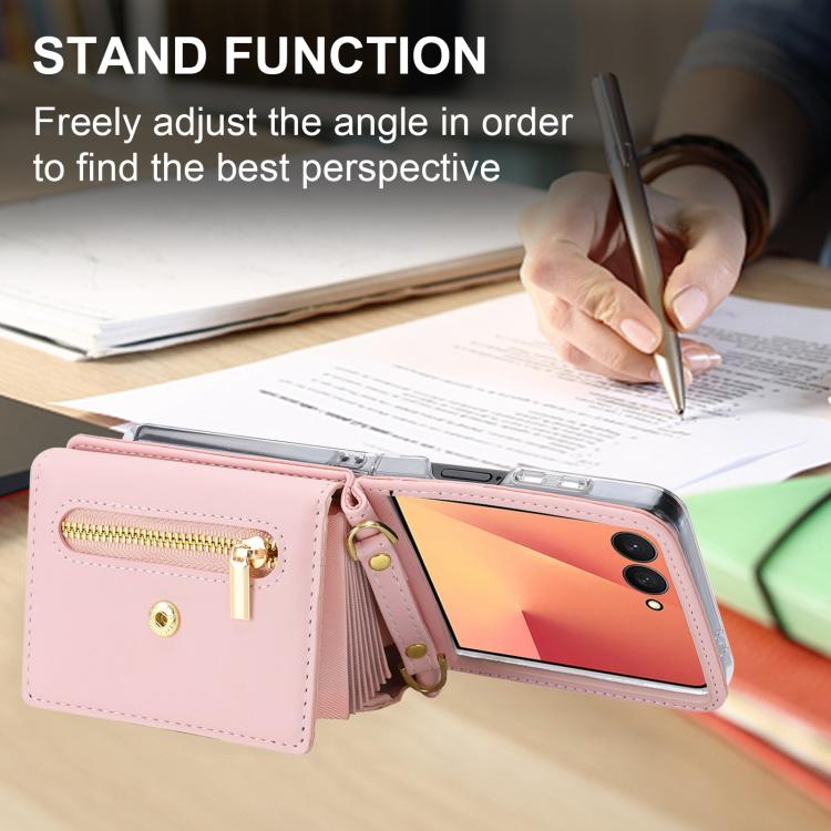 For Samsung Galaxy Z Flip7 5G POLA Love Buckle Multi-Card Slots Zipper Wallet Phone Case