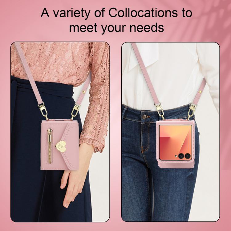 For Samsung Galaxy Z Flip7 5G POLA Love Buckle Multi-Card Slots Zipper Wallet Phone Case