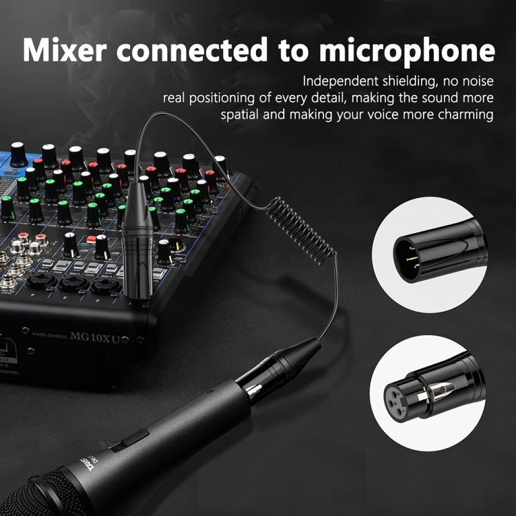 XLR 3 Pin Male to XLR 3 Pin Female Audio Microphone Balanced Shielded Coiled Pure Copper Cable, Length: 0.5m