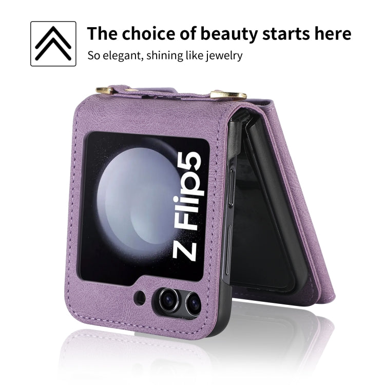For Samsung Galaxy Z Flip5 POLA Skin Feel Multi-Card Slots Zipper Wallet Phone Case
